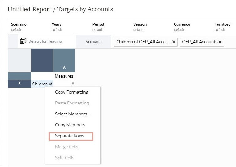separate account rows